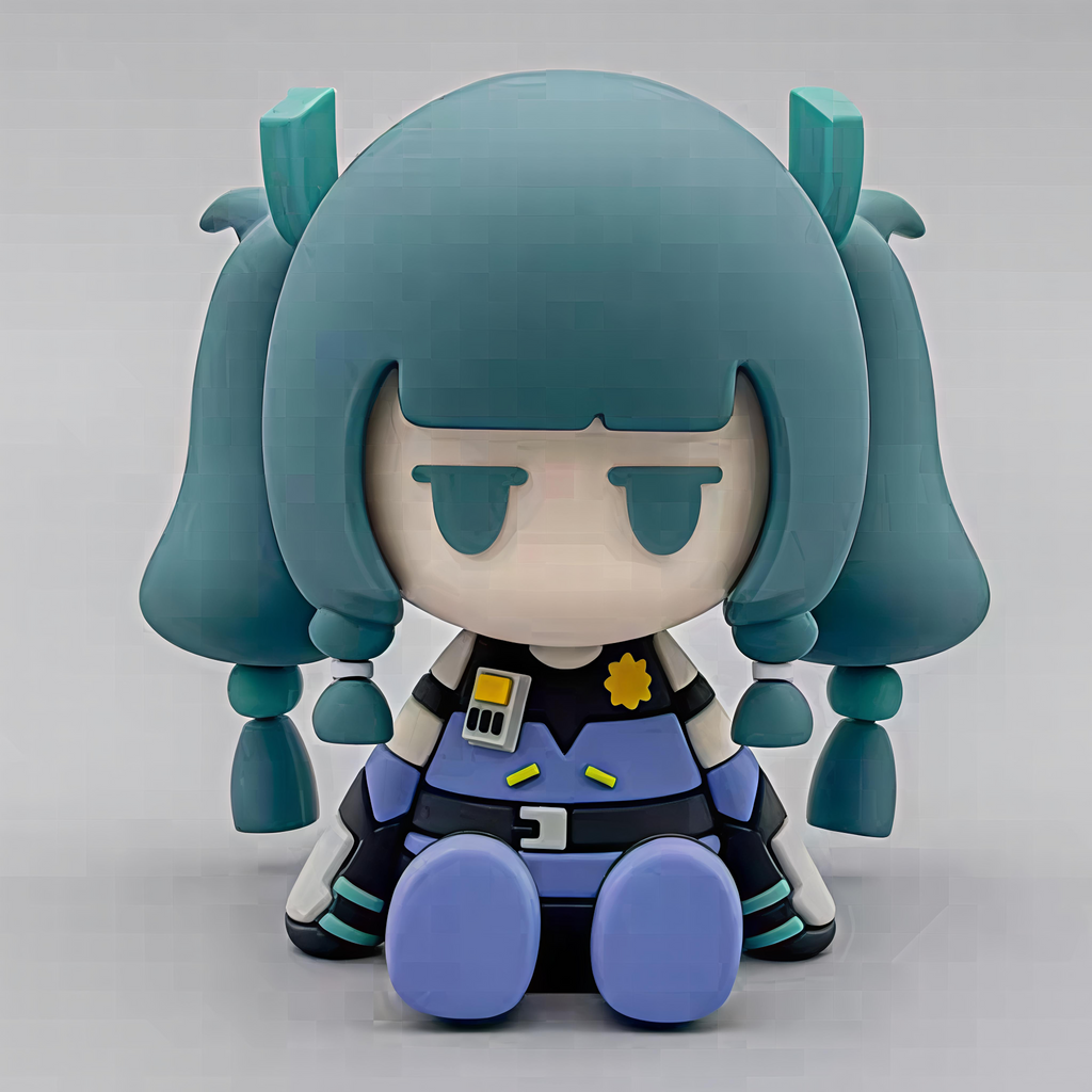 Muyo House  Cute Q Style Black Hair & Clothes  Action Figures 7CM