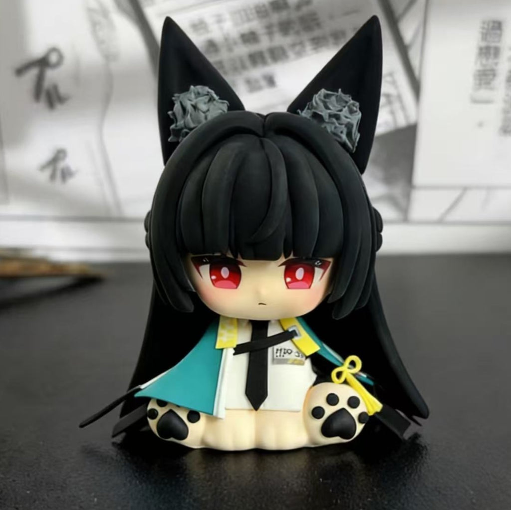 Muyo House Fanmade Fanart Meow Long Black Hair Teal Clothes with Big Ear 8CM Action Figure