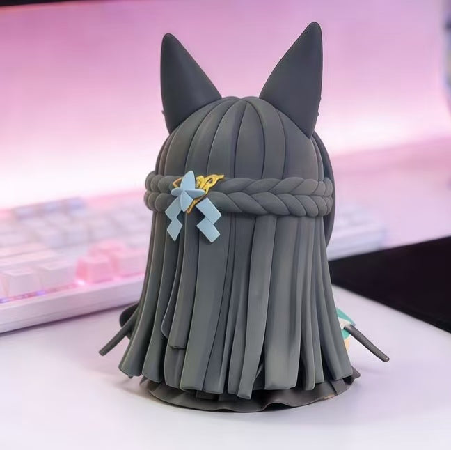 Muyo House Fanmade Fanart Meow Long Black Hair Teal Clothes with Big Ear 8CM Action Figure