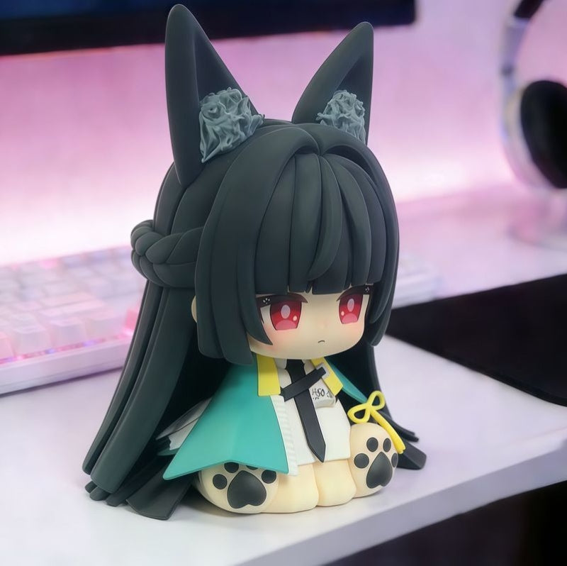 Muyo House Fanmade Fanart Meow Long Black Hair Teal Clothes with Big Ear 8CM Action Figure