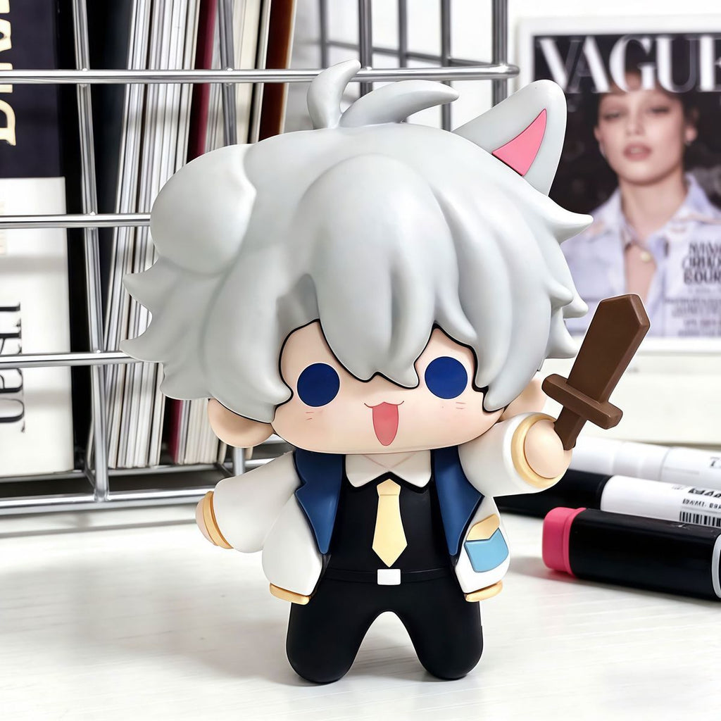 Muyo House Fanmade Fanart Gray Hair White Clothes Sword in hand 8CM Action Figure