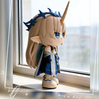 Muyo House Fanmade Fanart Long Yellow Hair Blue Clothes With Horn 13CM Action Figures