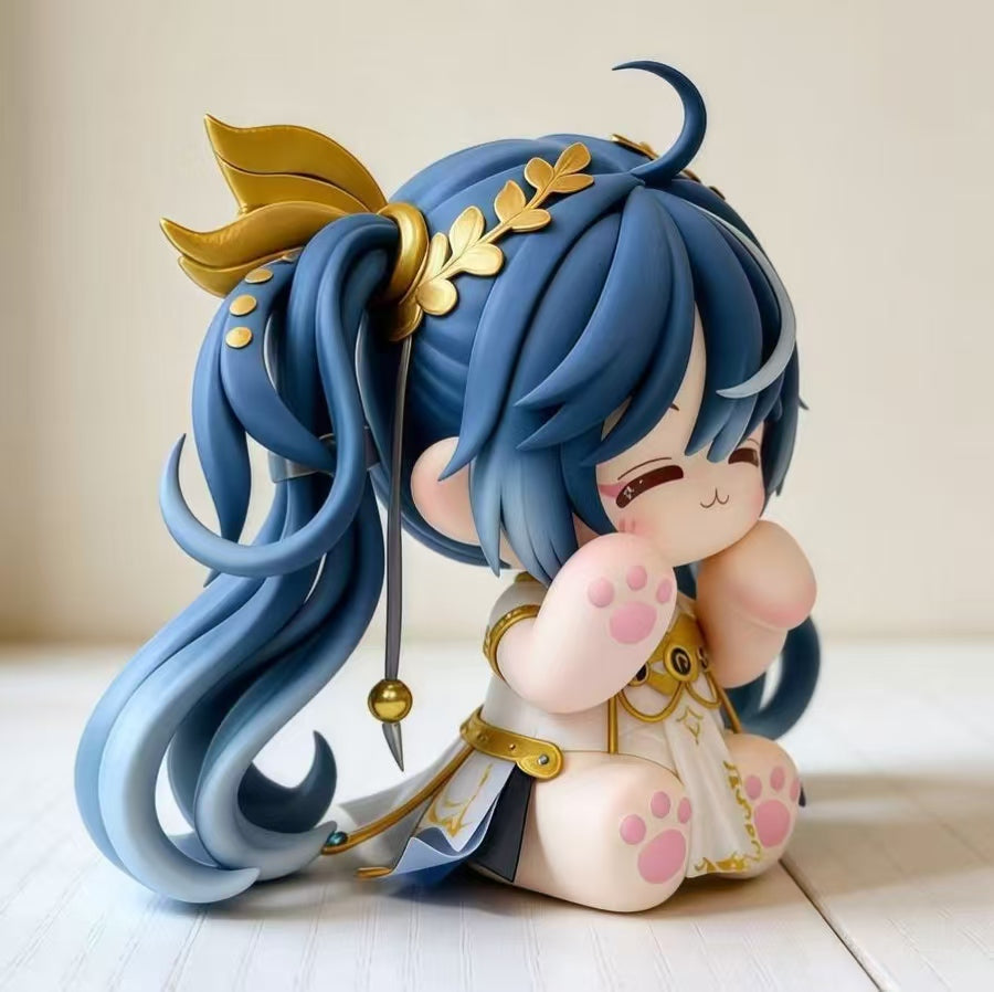 Muyo House Fanmade Fanart Long Blue Hair White Clothes 8CM Action Figure