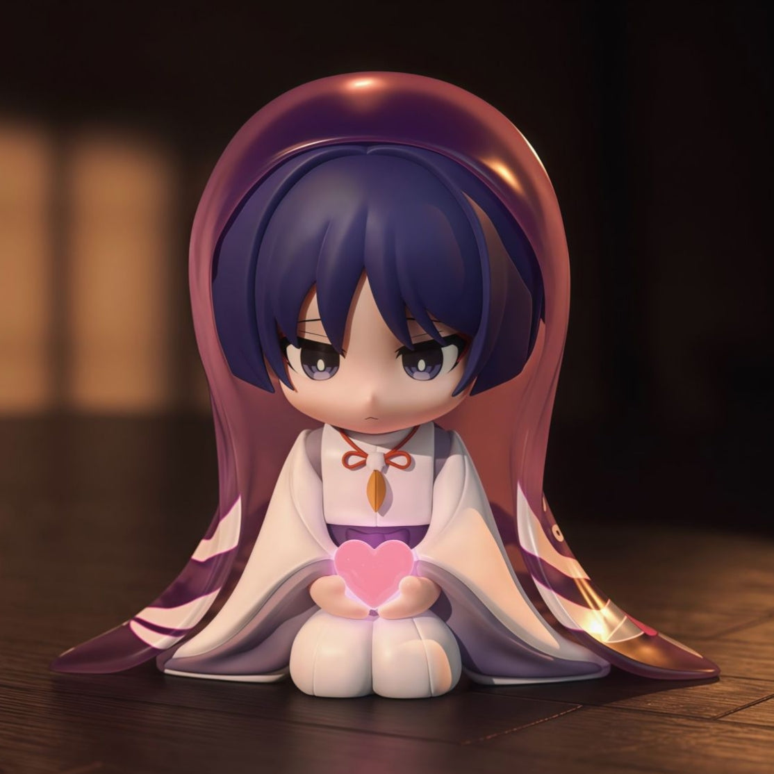 Muyo House Fanmade Fanart Purple Hair White Clothes 8CM Siting Pose Action Figure