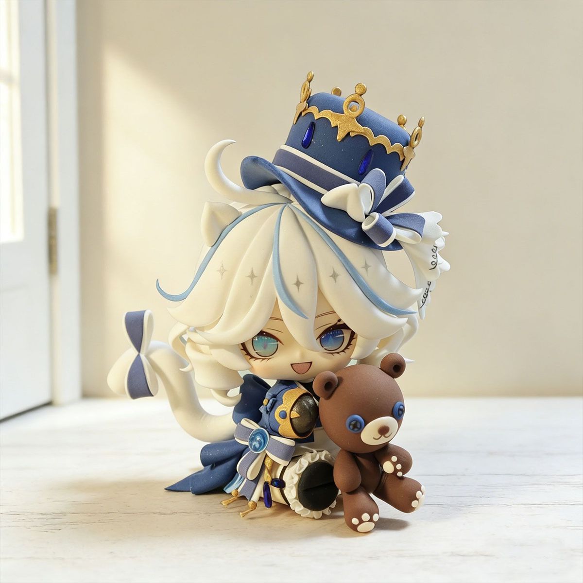 Muyo House Fanmade Blue Hat White Hair Blue Clothes   Action Figure