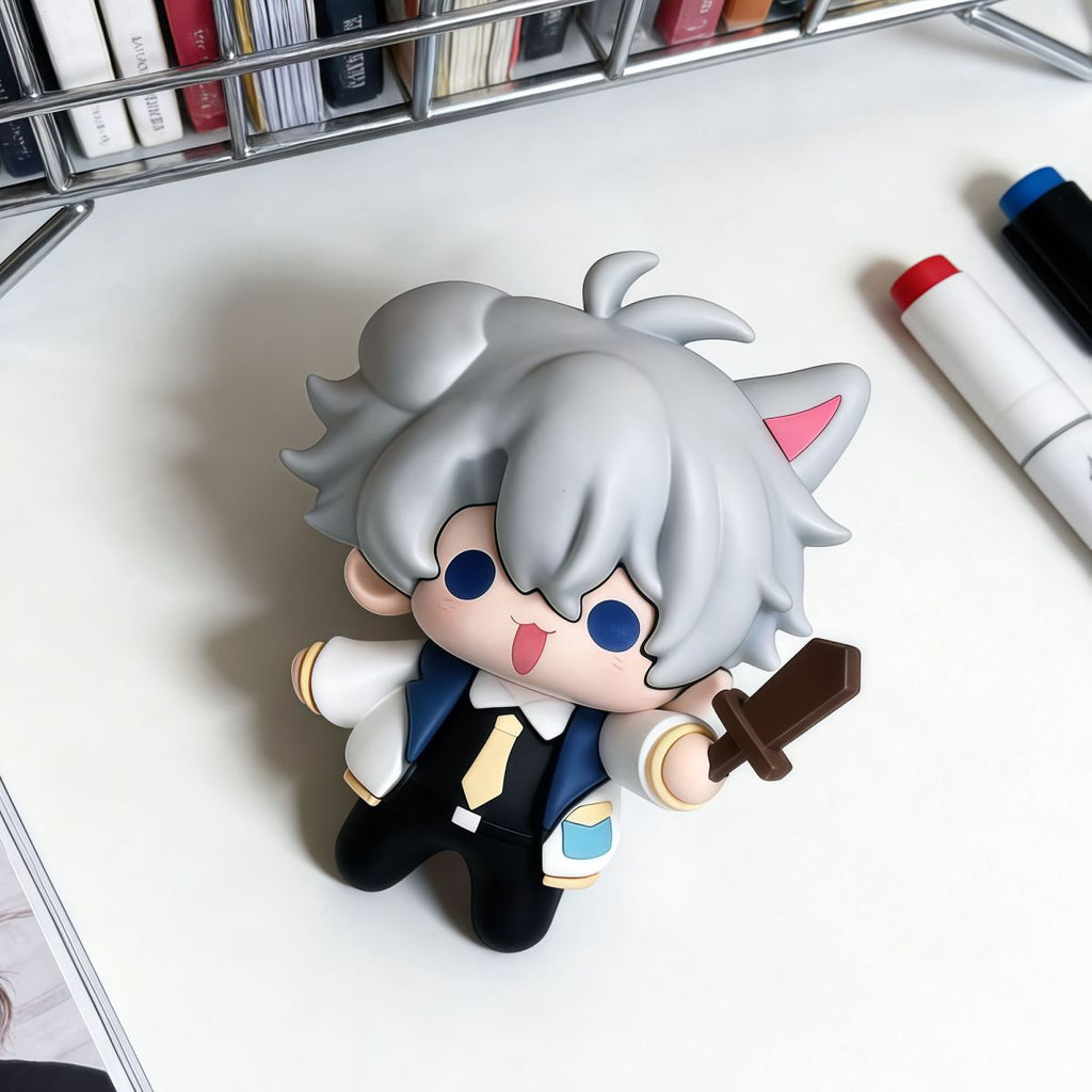 Muyo House Fanmade Fanart Gray Hair White Clothes Sword in hand 8CM Action Figure