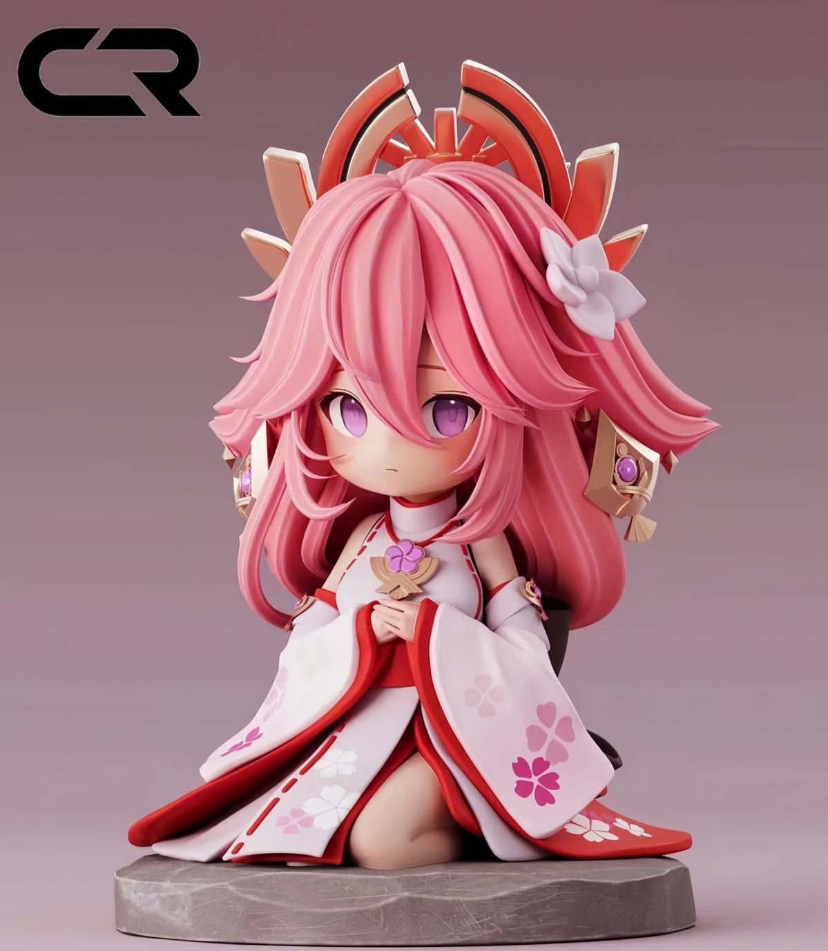 Muyo House Fanmade Fanart Long Pink Hair White Clothes 13CM Siting Pose Action Figure