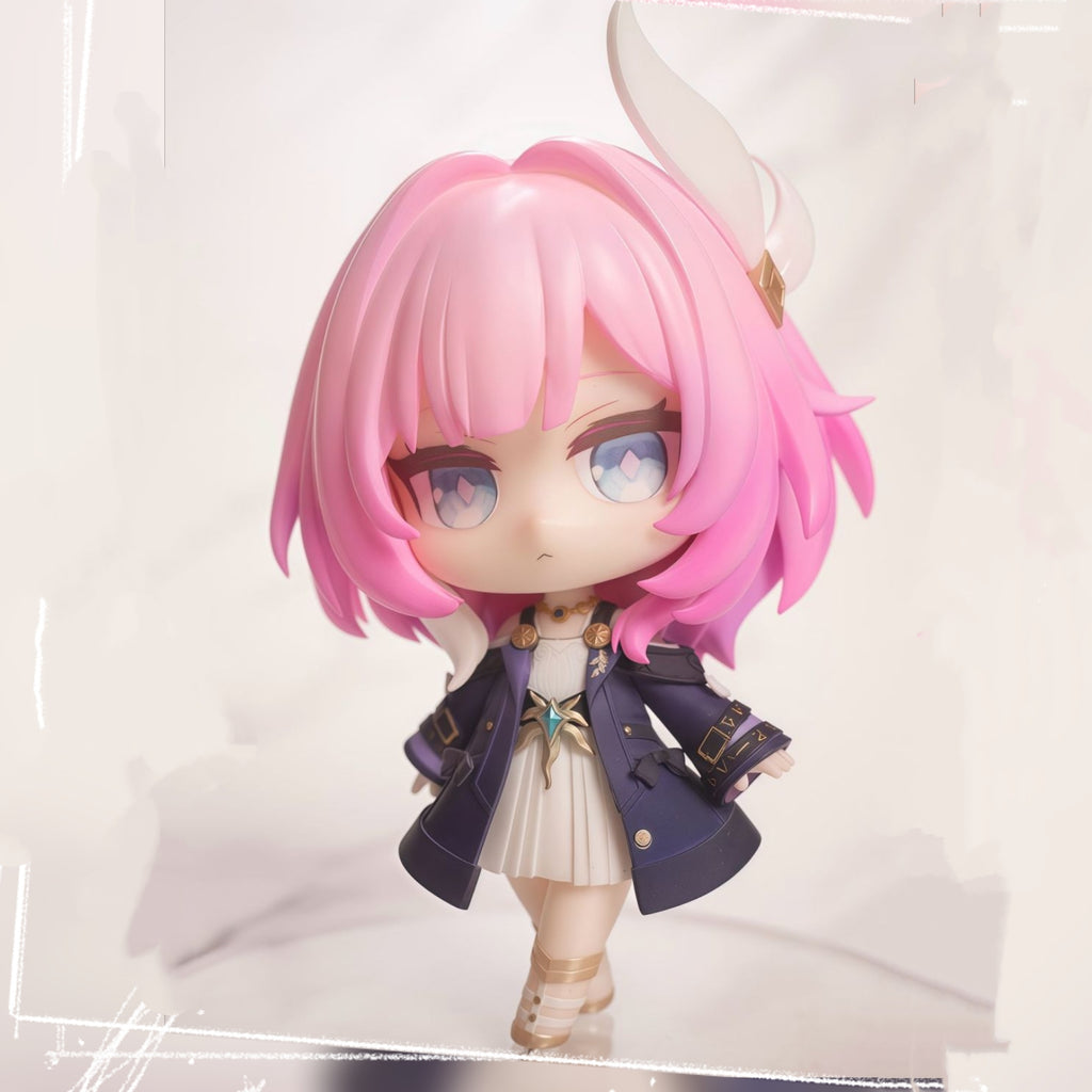 Muyo House Fanmade Fanart Pink Hair Purple Clothes 7.5CM Standing Pose Action Figure