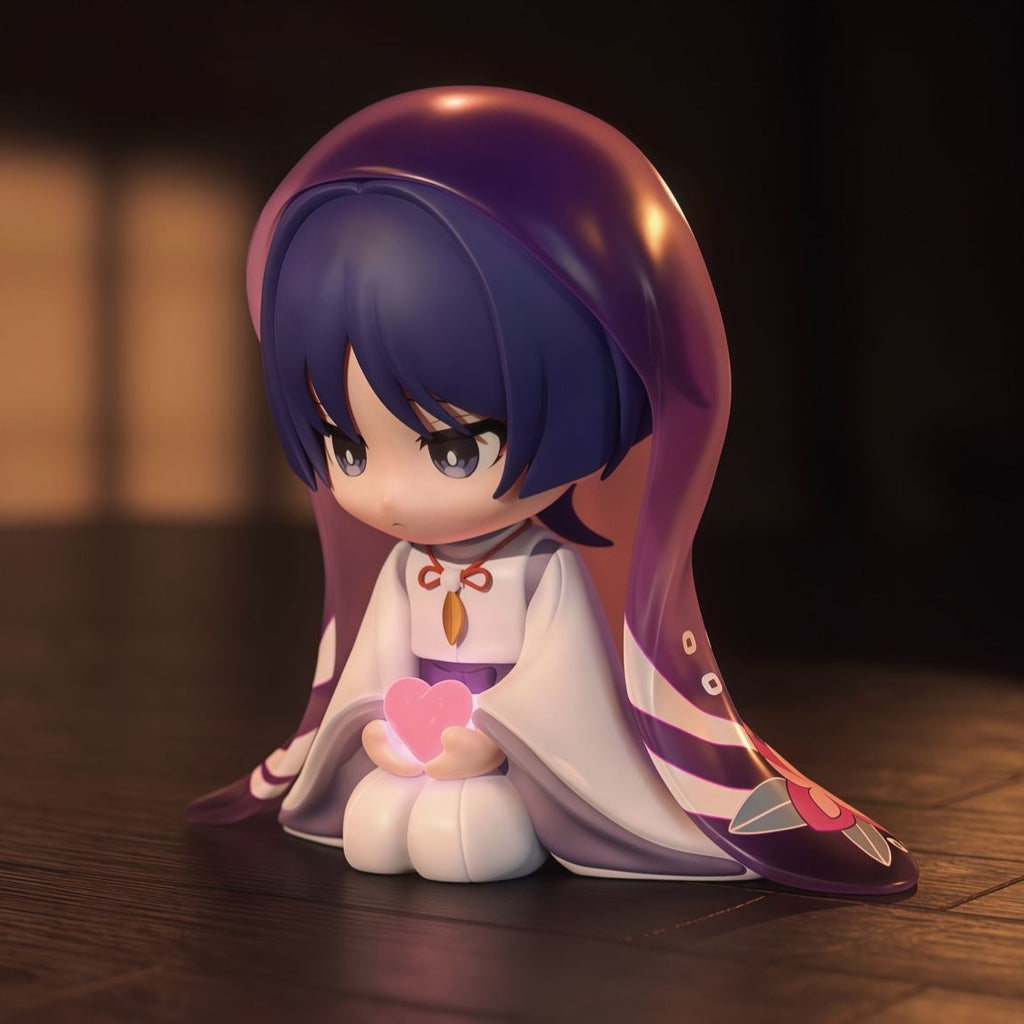 Muyo House Fanmade Fanart Purple Hair White Clothes 8CM Siting Pose Action Figure