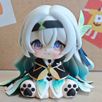 Muyo House Fanmade Fanart Long Silver-white Hair With Light Green Clothes 6CM Siting Pose Action Figure