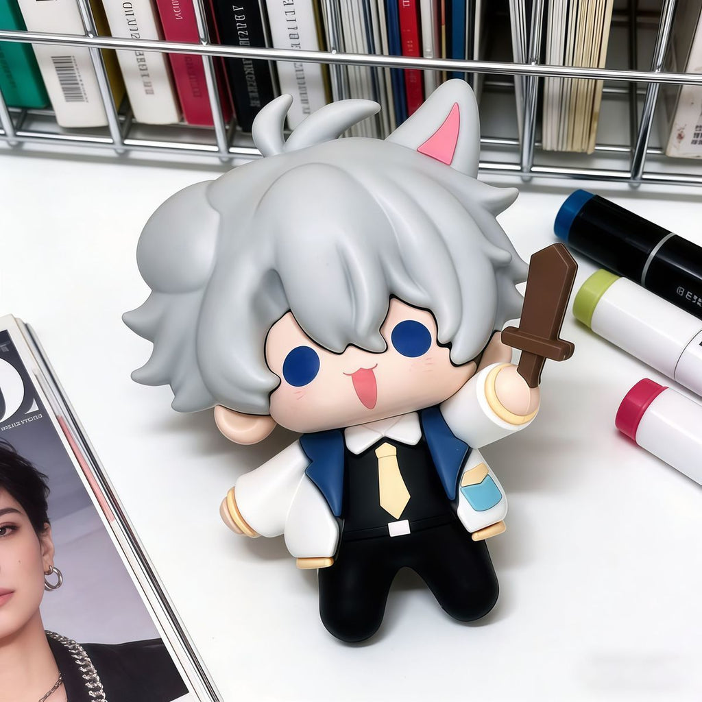 Muyo House Fanmade Fanart Gray Hair White Clothes Sword in hand 8CM Action Figure