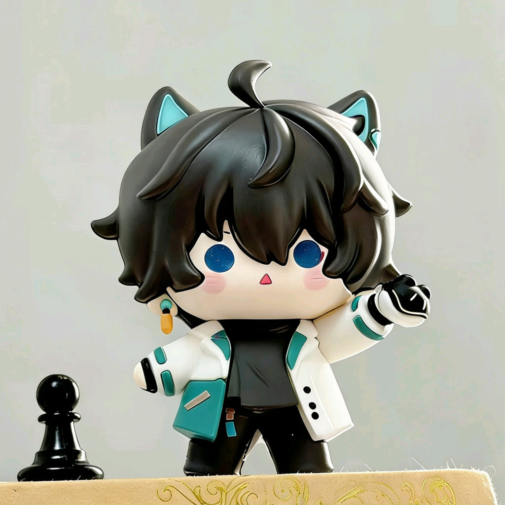 Muyo House Fanmade Fanart Black Hair White Clothes 7.5CM Action Figure