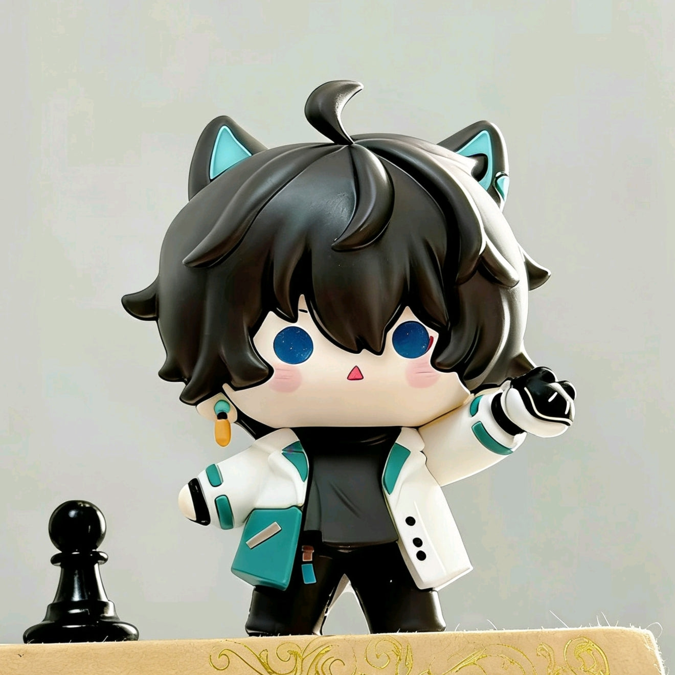 Muyo House Fanmade Fanart Black Hair White Clothes 7.5CM Action Figure