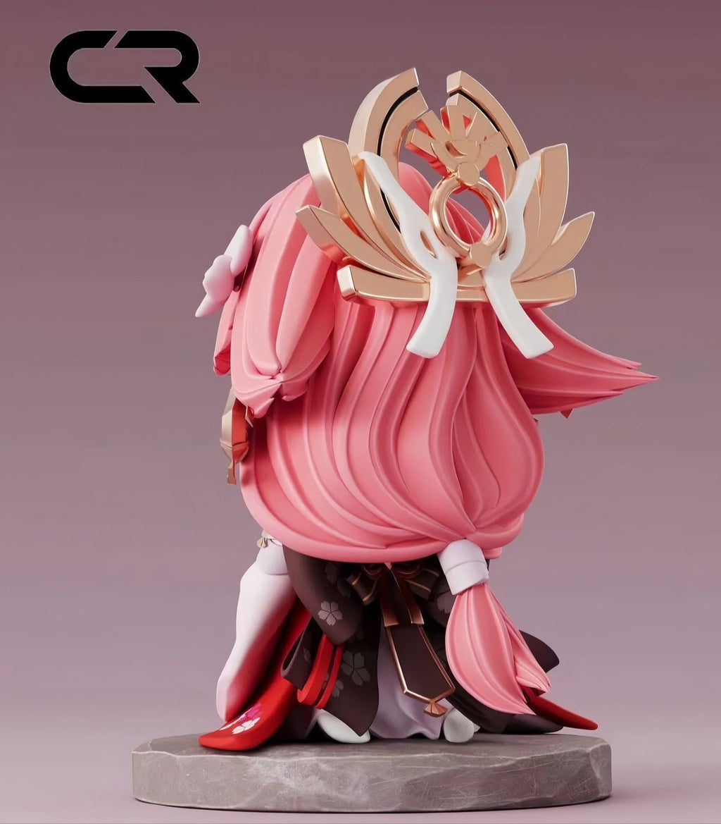 Muyo House Fanmade Fanart Long Pink Hair White Clothes 13CM Siting Pose Action Figure