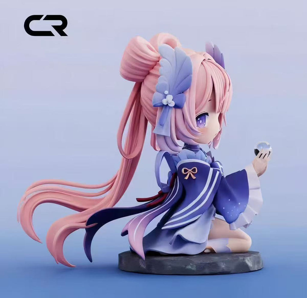 Muyo House Fanmade Fanart Long Pink Hair Purple Clothes 13CM Siting Pose Action Figure