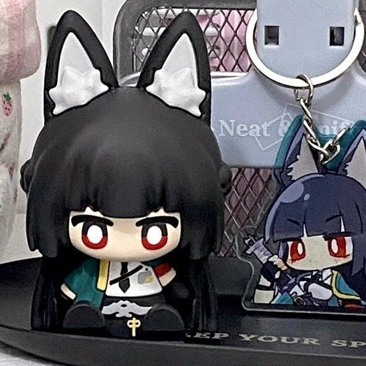 Muyo House Fanmade Fanart Long Black Hair Teal Clothes with Big Ear 8CM Action Figure