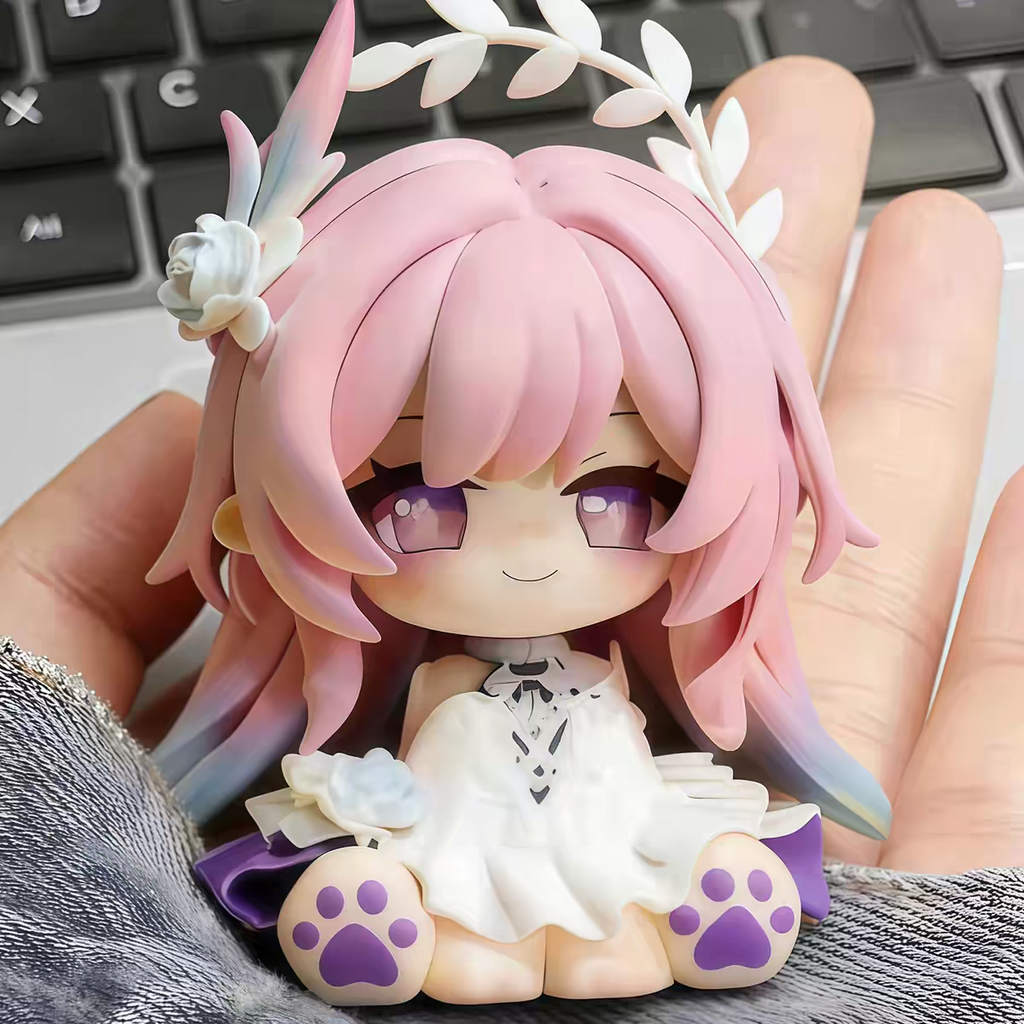 Muyo House Fanmade Fanart Long Pink Hair White Clothes With Roses 8CM Action Figures