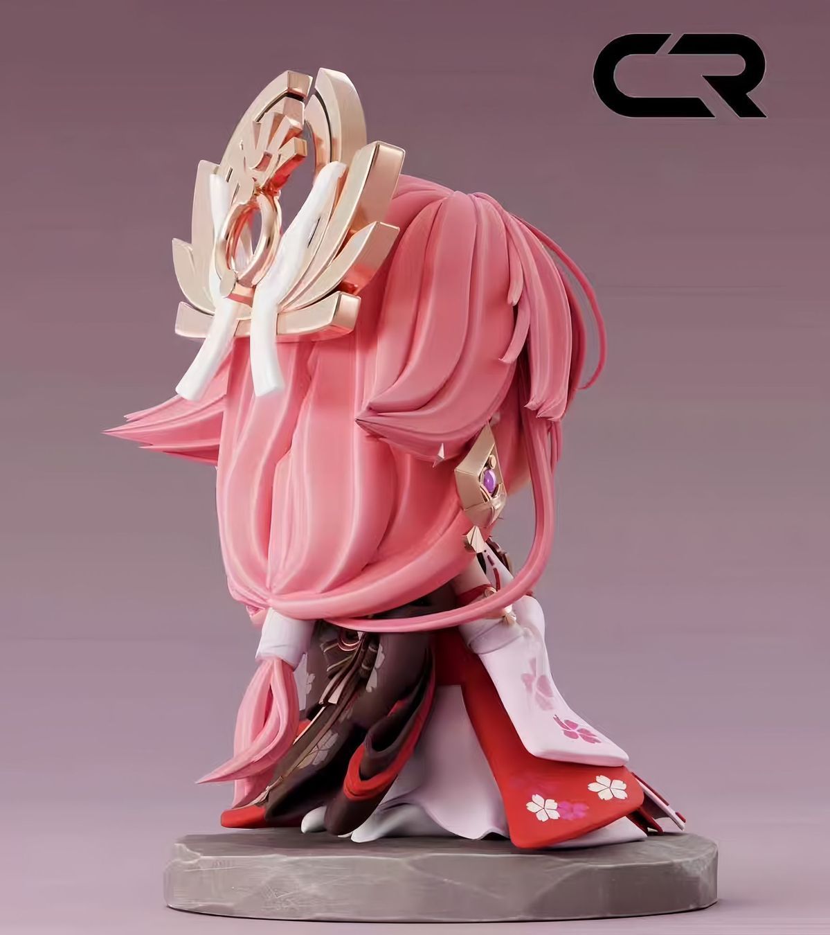 Muyo House Fanmade Fanart Long Pink Hair White Clothes 13CM Siting Pose Action Figure