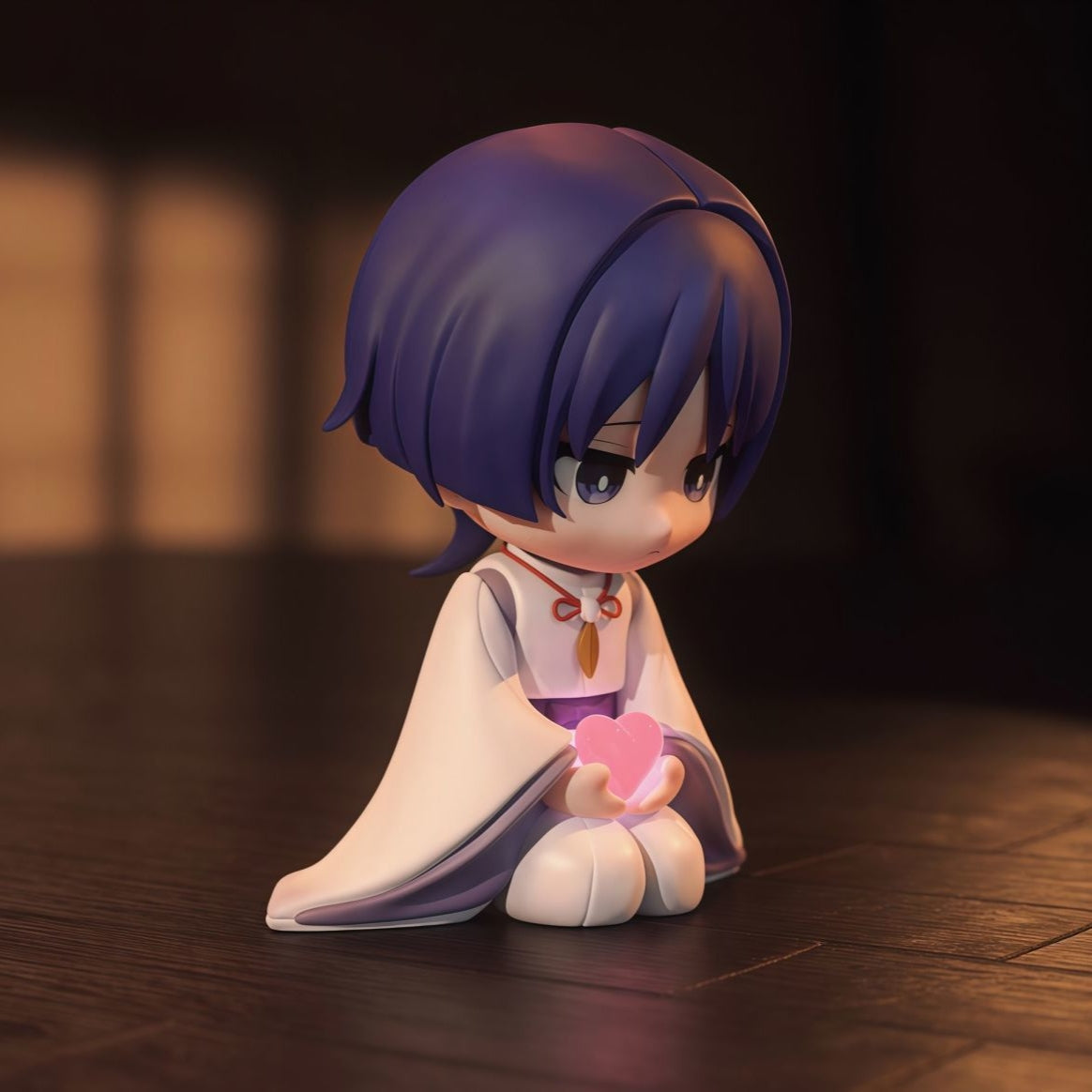 Muyo House Fanmade Fanart Purple Hair White Clothes 8CM Siting Pose Action Figure