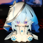 Muyo House Fanmade Fanart Bule Hair With Blue & White Butterfly Headscarf 8CM  Action Figure