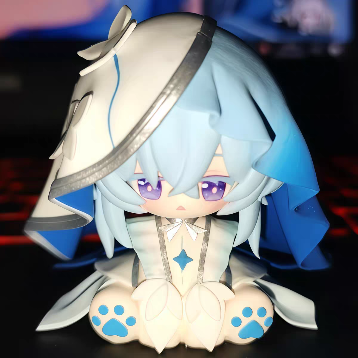 Muyo House Fanmade Fanart Bule Hair With Blue & White Butterfly Headscarf 8CM  Action Figure