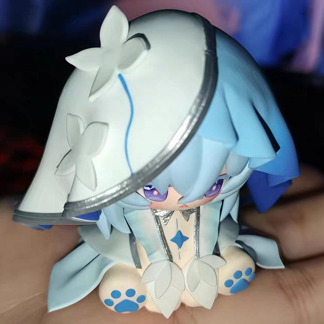 Muyo House Fanmade Fanart Bule Hair With Blue & White Butterfly Headscarf 8CM  Action Figure