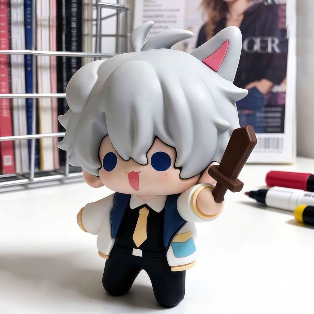 Muyo House Fanmade Fanart Gray Hair White Clothes Sword in hand 8CM Action Figure