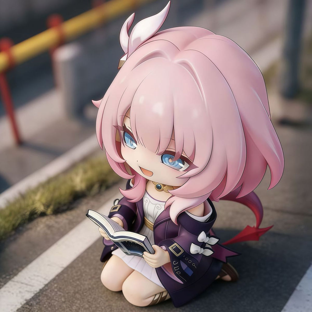 Muyo House Fanmade Fanart Pink Hair Purple Clothes Holding a Book 7.5CM Action Figure