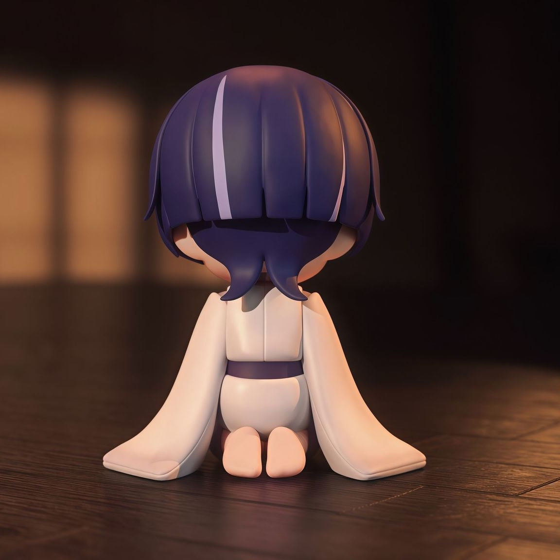 Muyo House Fanmade Fanart Purple Hair White Clothes 8CM Siting Pose Action Figure