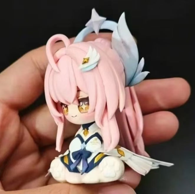 Muyo House Fanmade Fanart Pink Hair White Clothes Siting 8CM Action Figure