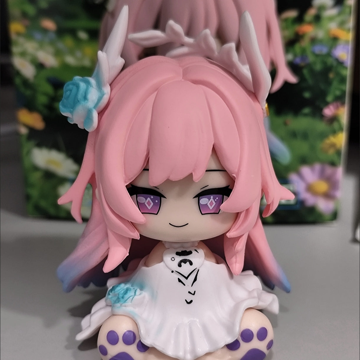 Muyo House Fanmade Fanart Long Pink Hair White Clothes With Roses 8CM Action Figures