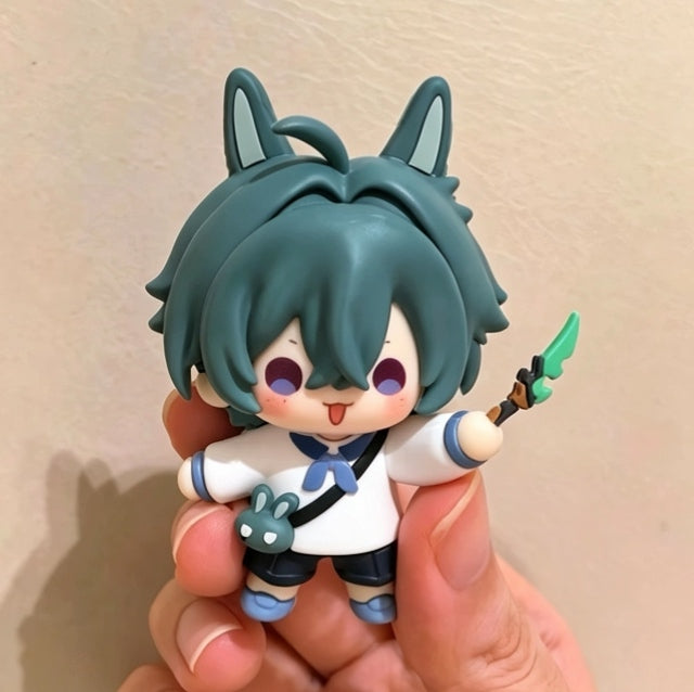 Muyo House Fanmade Fanart Chibi Wolf Ear Boy Figure With Mini Bag & Weapon Action Figure